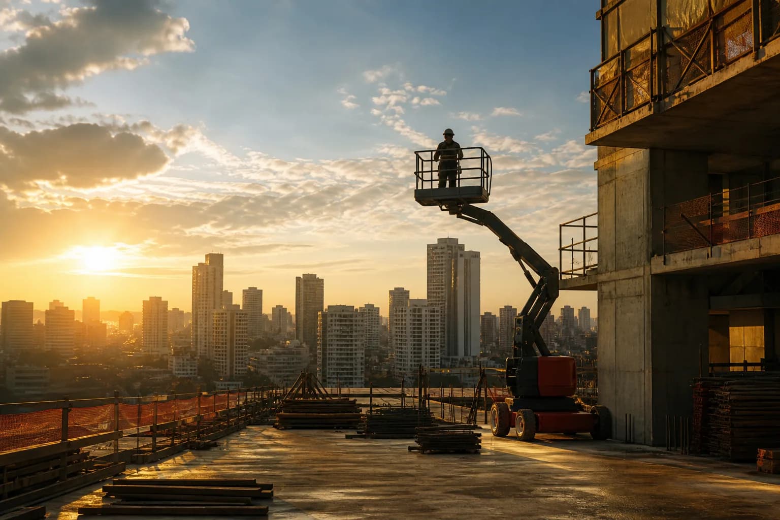 Plataforma elevatória em obra urbana em Belo Horizonte
