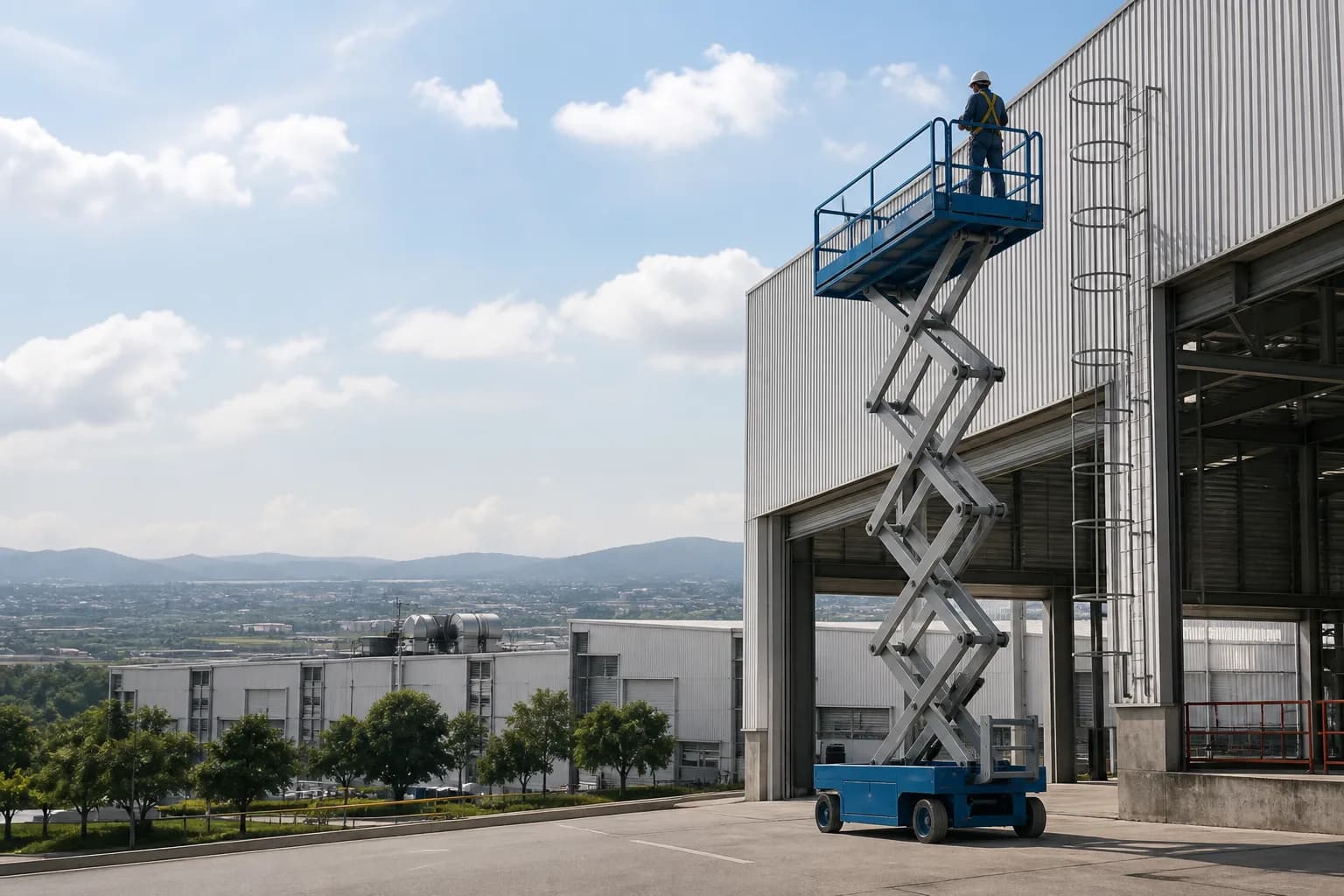 Plataforma tesoura em planta industrial de Betim