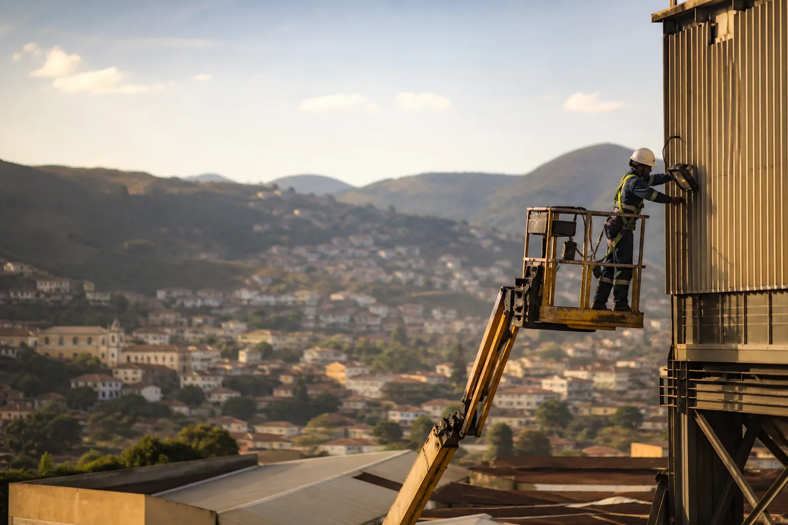 Plataforma elevatória em obra em Sabará